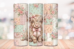 Coquette Highland Cow 20 OZ Skinny Tumbler Wrap PNG. Product Image 4