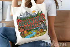 Adventure Awaits PNG, Vintage Mountain Camping Sublimation Product Image 4
