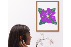 Tropical Purple Flower Leaf Embroidery Design Product Image 4