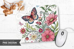 Butterfly Blooms An Adult Coloring Mouse Pad PNG Design Product Image 1