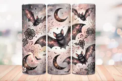 Halloween Bats 20 OZ Skinny Tumbler Wrap Sublimation PNG. Product Image 4
