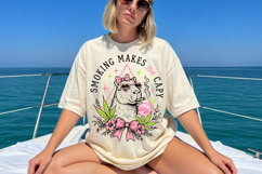 Coquette Stoner Girl PNG, Weed Lover Skull Pink Retro Girly Product Image 4