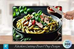 Pesto Pasta with Chicken Cutting Board Sublimation Design Product Image 1
