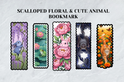 Scalloped Floral &amp; Cute Animal Bookmark Set,Botanical Book Product Image 4