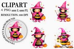 Whimsical Halloween Bee Clipart Watercolor PNG Product Image 1