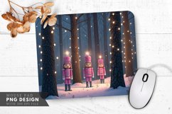 Pink Nutcracker Soldier in Snowy Christmas Forest Mouse Pad Product Image 1