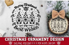 Christmas SVG Round Ornament. Merry Christmas SVG. Product Image 1