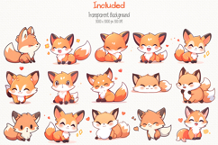 Cute Fox 62 Cliparts Collection Product Image 4