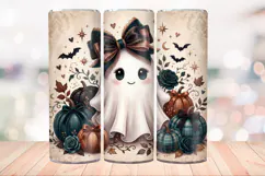 Coquette Ghost 20 OZ Skinny Tumbler Wrap Sublimation Png. Product Image 4