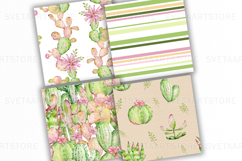 Watercolor Cactus Seamless Patterns Product Image 4