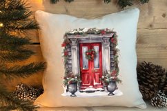 Christmas Door Watercolor Clipart, Christmas Door PNG Product Image 4