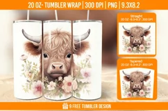 Highland Cow Tumbler Designs, Sublimation Wrap Product Image 1