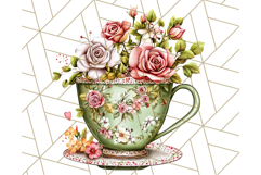 Vintage Floral Teacup Clipart PNG, Blooming Teacups Clip Art Product Image 4