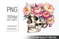 Cute Skull Clipart PNG, Valentine&#039;s Day Animal PNG File Product Image 1