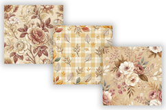 Caramel Cream Toile Digital Paper Pack, Vintage Floral Toile Product Image 3