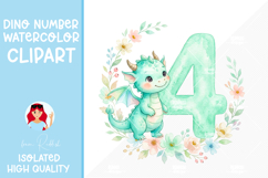 Dinosaur Number 1-9 Watercolor Clipart, Baby nursery design Product Image 6