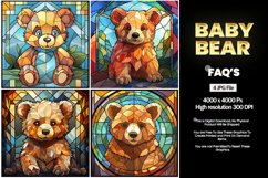 Baby Bear Stained Glass Square Coaster - 4 Variations Product Image 2