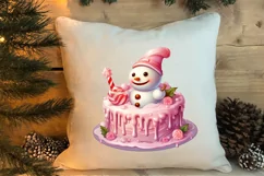Pink Christmas Snowman Clipart, Christmas PNG Product Image 4