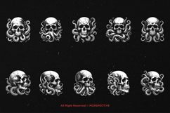 10 Bundle Dark Art Skull Octopus Demon Devil Head Kraken Product Image 6