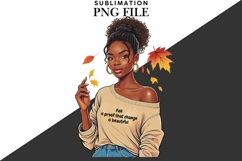 Motivational Autumn melanin woman png Product Image 4