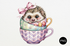 Easter Baby Animals In Teacups PNG Watercolor Clipart Product Image 4