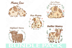 Cow Mama Png Bundle, Moo Mama, Heifer Mama, Highland Mama Product Image 1