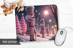 Whimsical Pink Nutcracker Winter Scene Mouse Pad PNG Product Image 1