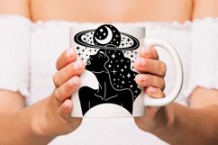 Moon Girl SVG PNG EPS Ai/ Woman With Stars Silhouette Art Product Image 2