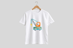Watercolor Construction Diggers Clipart Product Image 3
