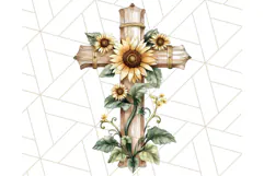 Faith Cross PNG with Flowers, Watercolor Religious Art Print Product Image 4