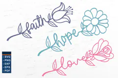 Faith Hope Love, Rose SVG, Flower SVG Laser Cut Files Product Image 5