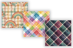 Rainbow Gingham Digital Paper Pack, Seamless Watercolor Product Image 4
