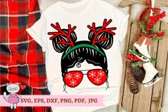 Christmas Kid Life with deer horns red Sunglasses with Product Image 4