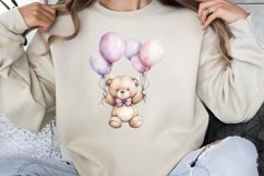 Watercolor Pink Teddy Bear Clipart PNG Product Image 1