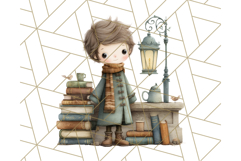 Whimsical Library Clipart with Cozy Readers and Books Product Image 4