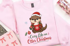 Cute Christmas Otter PNG, Cozy Like an Otter Christmas Product Image 5