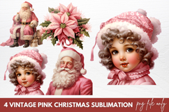 Vintage Pink Christmas Sublimation Clipart Product Image 1