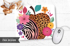 Playful Apple Design with Animal Prints Mouse Pad PNG Product Image 1