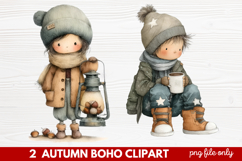 Autumn Boho Clipart | Fall Bohemian Aesthetic PNG Illustrati Product Image 1