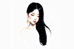 Beautiful Asian woman art sketches 10 PNG Digital download Product Image 4