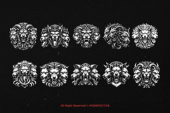 10 Bundle Dark Art Cerberus Mythical Creature Tattoo Clipart Product Image 6