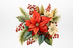 Vintage Floral Christmas Clipart PNG Product Image 4
