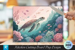 Pastel Underwater Turtle Cutting Board PNG Product Image 1