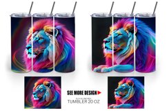 3D Neon Lion | Tumbler Sublimation Wrap Product Image 4