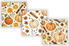 Pumpkin Spice Digital Paper Pack, Seamless Watercolor Product Image 4