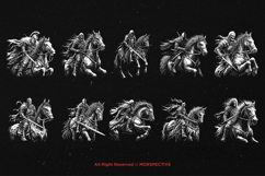 10 Bundle Dark Art Warrior Riding Horse Medieval Knight Product Image 6