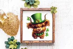 St Patricks Day Highland Cow Clipart, Highland Cow Clipart Product Image 4