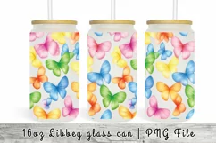 Butterfly Watercolor 16 oz Tumbler Wrap Libbey Glass Can Product Image 1