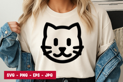 Simple Cat Face Line Art SVG Product Image 1