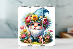 Gnome Spring Tumbler Wrap Sublimation PNG Design Product Image 1